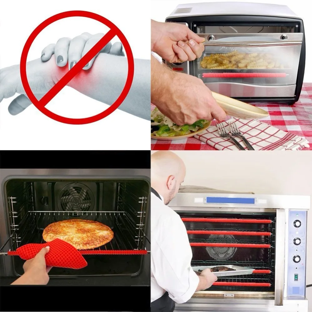 Cokytoop Silicone Oven Mitts Strip Wrap Rack Hand Burn Scald Protector