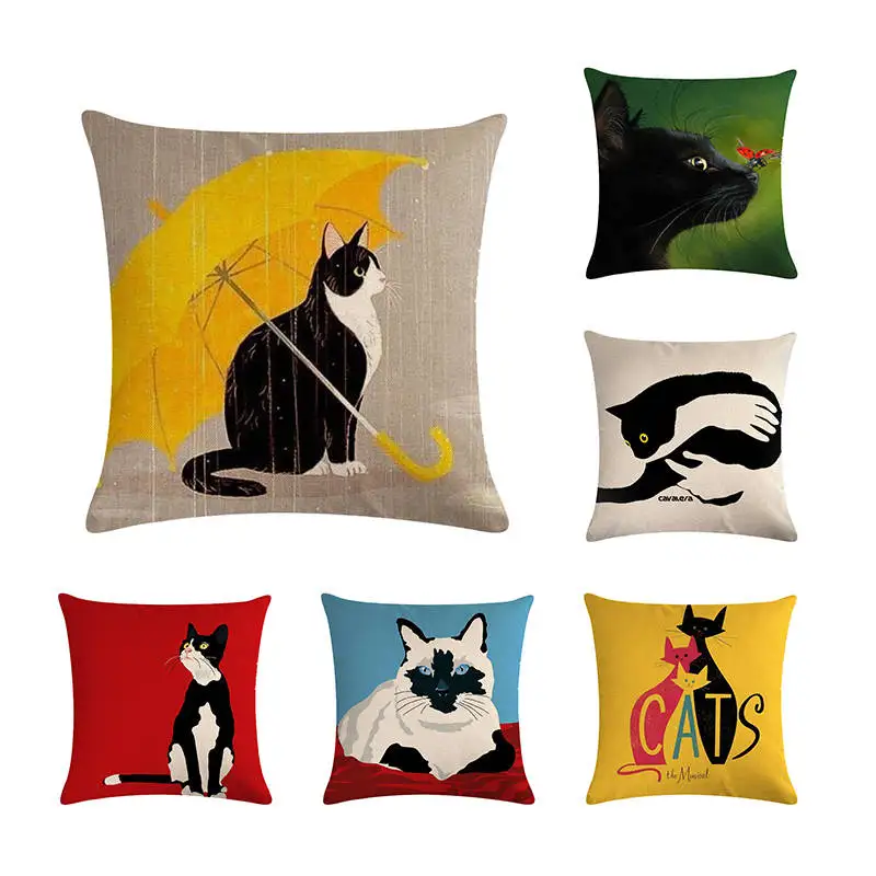 

45cm*45cm animal design of cat linen/cotton throw pillow covers couch cushion cover home decorative pillow covers