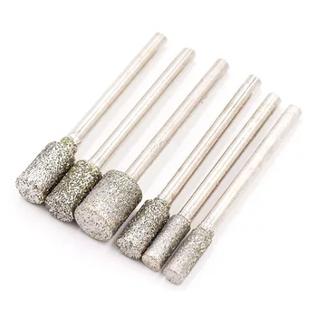 

10pcs Grit 60 Rough 4/5/8mm Shank 3mm Cylindrical Diamond Grinding Head Emery Grinding Rod Marble Engraving Tool
