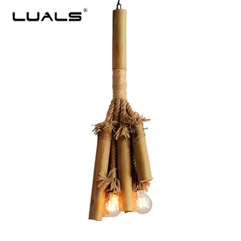 

Loft Retro Light Hemp Rope Hanging Lamp Creative Bamboo Pendant Lights Edison Light Fixtures Led Pendant Lamps Indoor Lighting