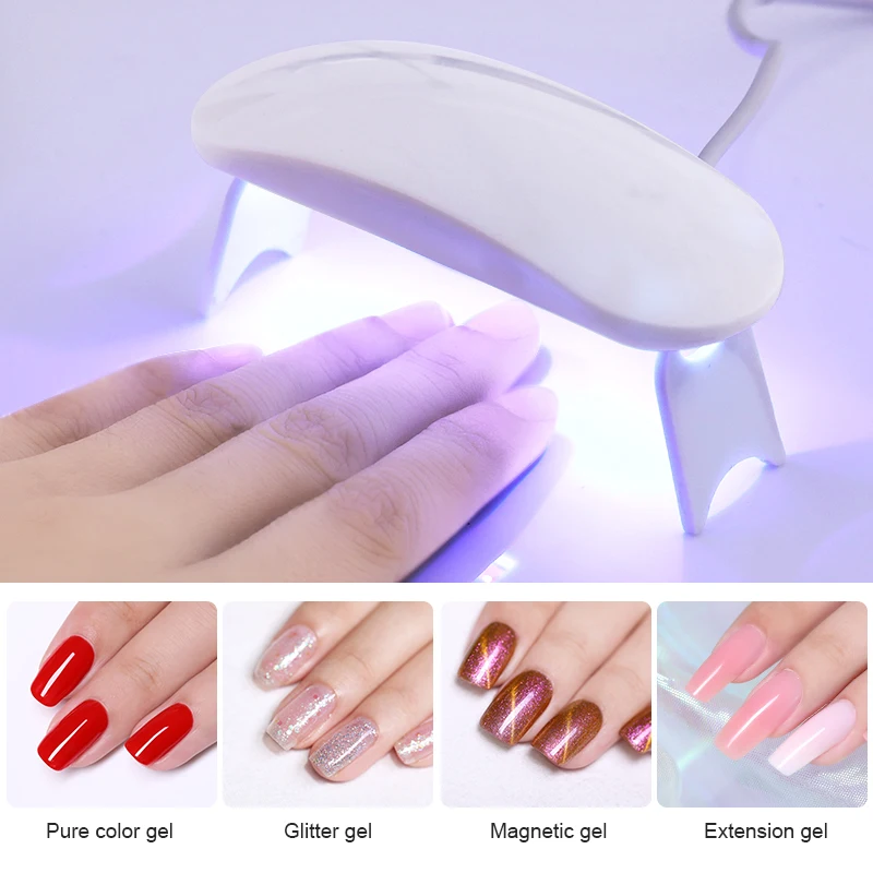 6W White Mini Nail Dryer LED UV Lamp Micro USB Cable Nail Gel Curing Machine Fast Dry Manicure Mini Design DIY Nail Art Gel Tool