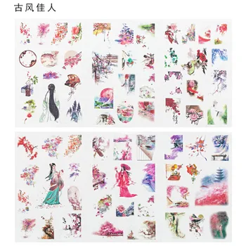 

6 Sheets/pack Ancient Pink Cherry Label Stickers Set Decorative Stationery Stickers Scrapbooking Diy Diary Album Stick Lable