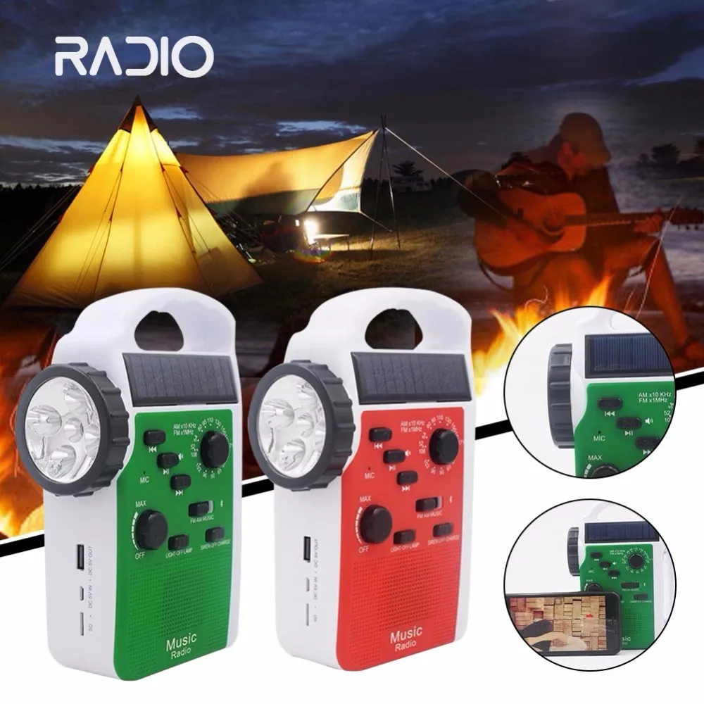 

Hand Crank Dynamo Generator Muntifunctional AM/FM Radio Solar Powered with Flashlight Lamp for Outdoor Camping Tools