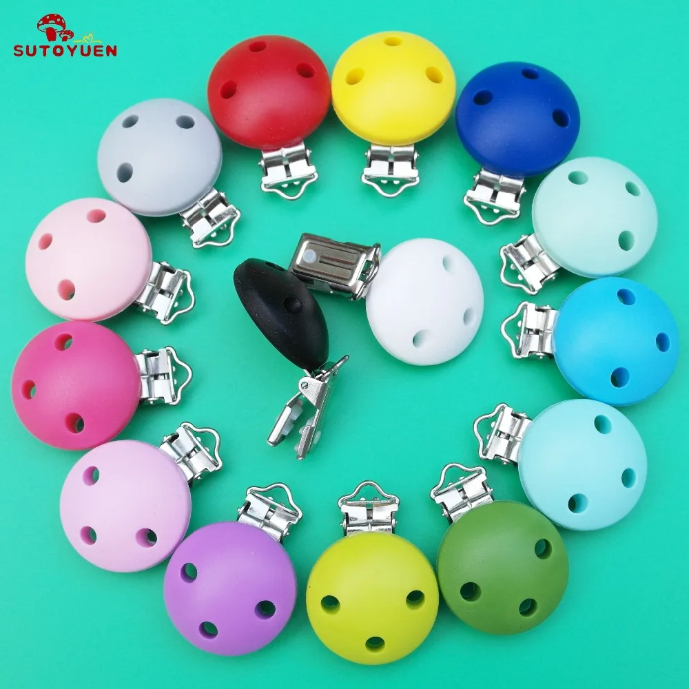 

Sutoyuen 10 pcs BPA Free Round Silicone Baby Pacifier Clips Dummy Teether Soother Chain Nursing Toy Accessory Holder Clips