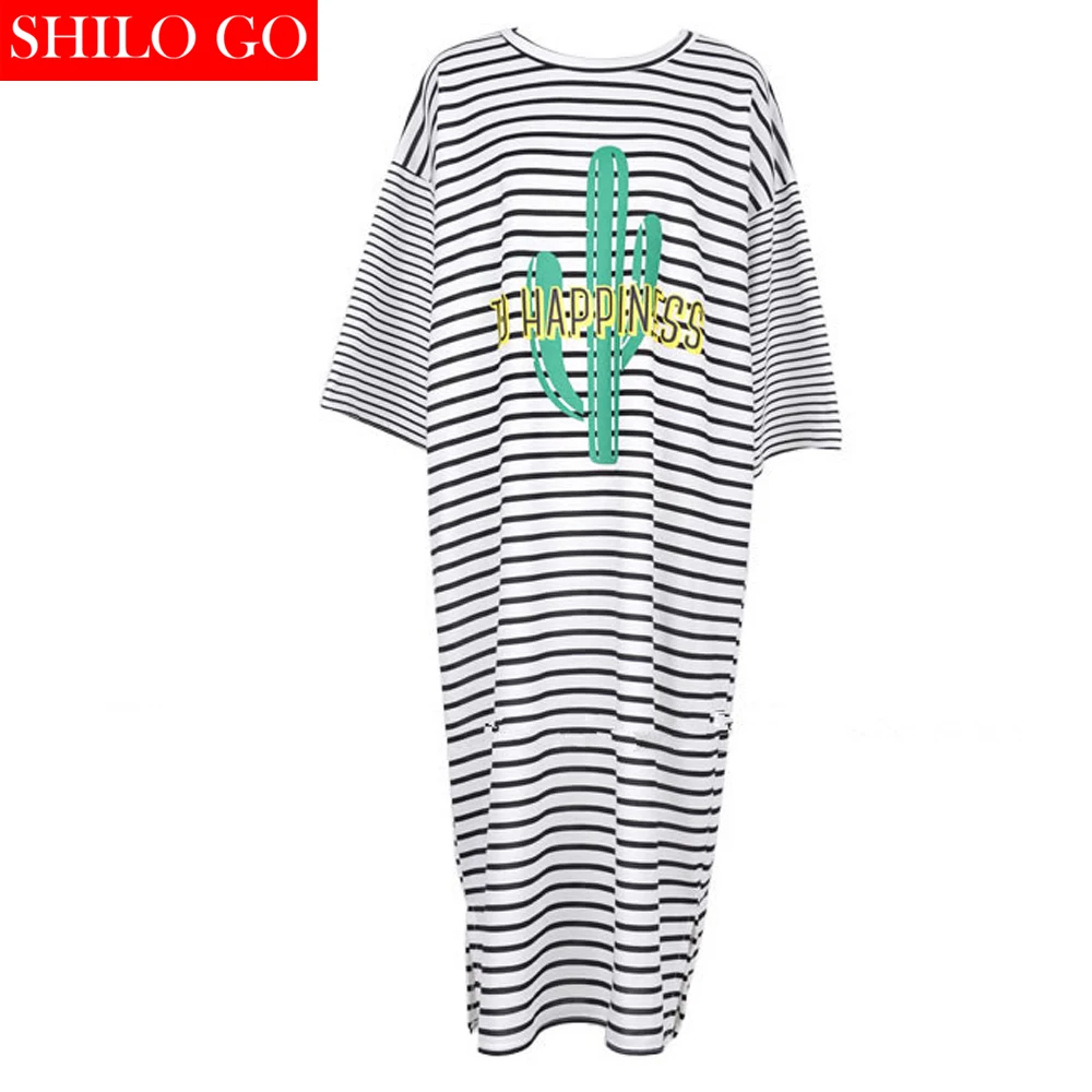Женское длинное платье SHILO GO 2XL хлопковое с коротким рукавом и принтом кактуса