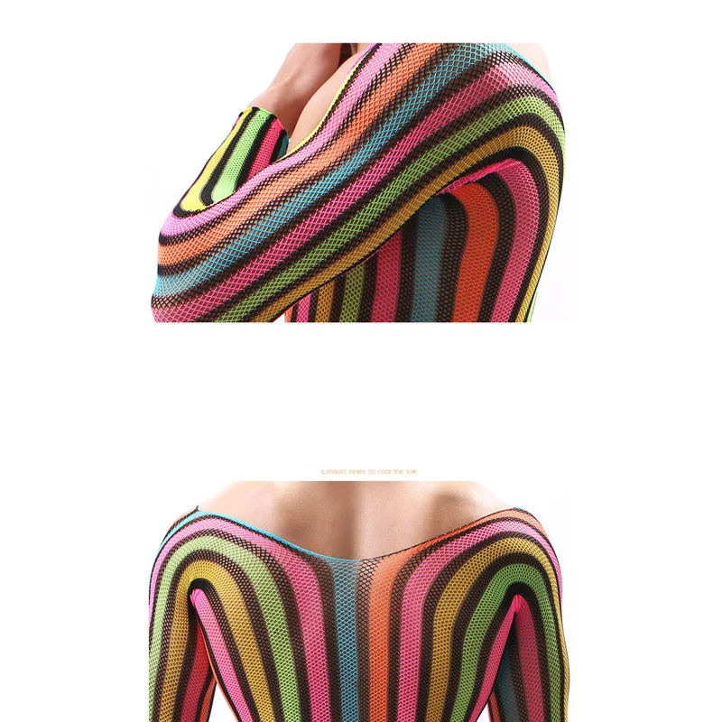 Sexy Male's Deep V Low Cut Bodystocking lingerie Top Man Cross Dressing Sexy Fetish Hot Shirt Passionate Rainbow Costume Sleeve