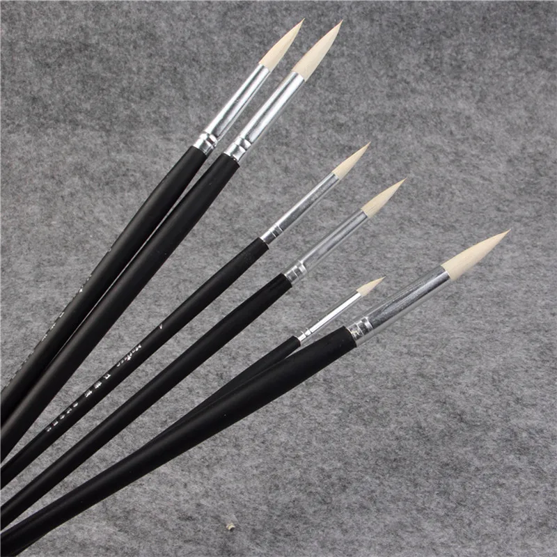 Goedkoop 6 stks set geitenhaar paintbrush pak art levert aquarel Gouache pen acryl borstel Set Tekening Art Supplies