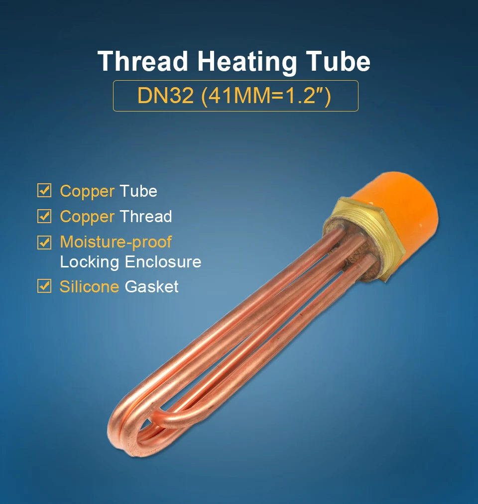 Медная трубка 110 V/220/380 водный нагревательный элемент с dn32/1,2 дюйма медная нить для термостата водонагреватель 3 кВт/6 кВт/9 кВт/12 кВт