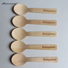 1000 пользовательские надписи Деревянные маленькие круглые ложки 10 см для мороженого кафе свадебные принадлежности