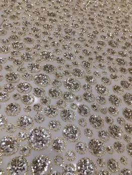 

Fashionable JIANXI.C-111401 glued glitter Guipure Lace African Cord Lace Fabric with glitter