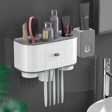 Магнитный адсорбционный держатель для зубной щетки Автоматический Дозатор для зубной пасты настенное крепление Органайзер для хранения ванной комнаты наборы стоек