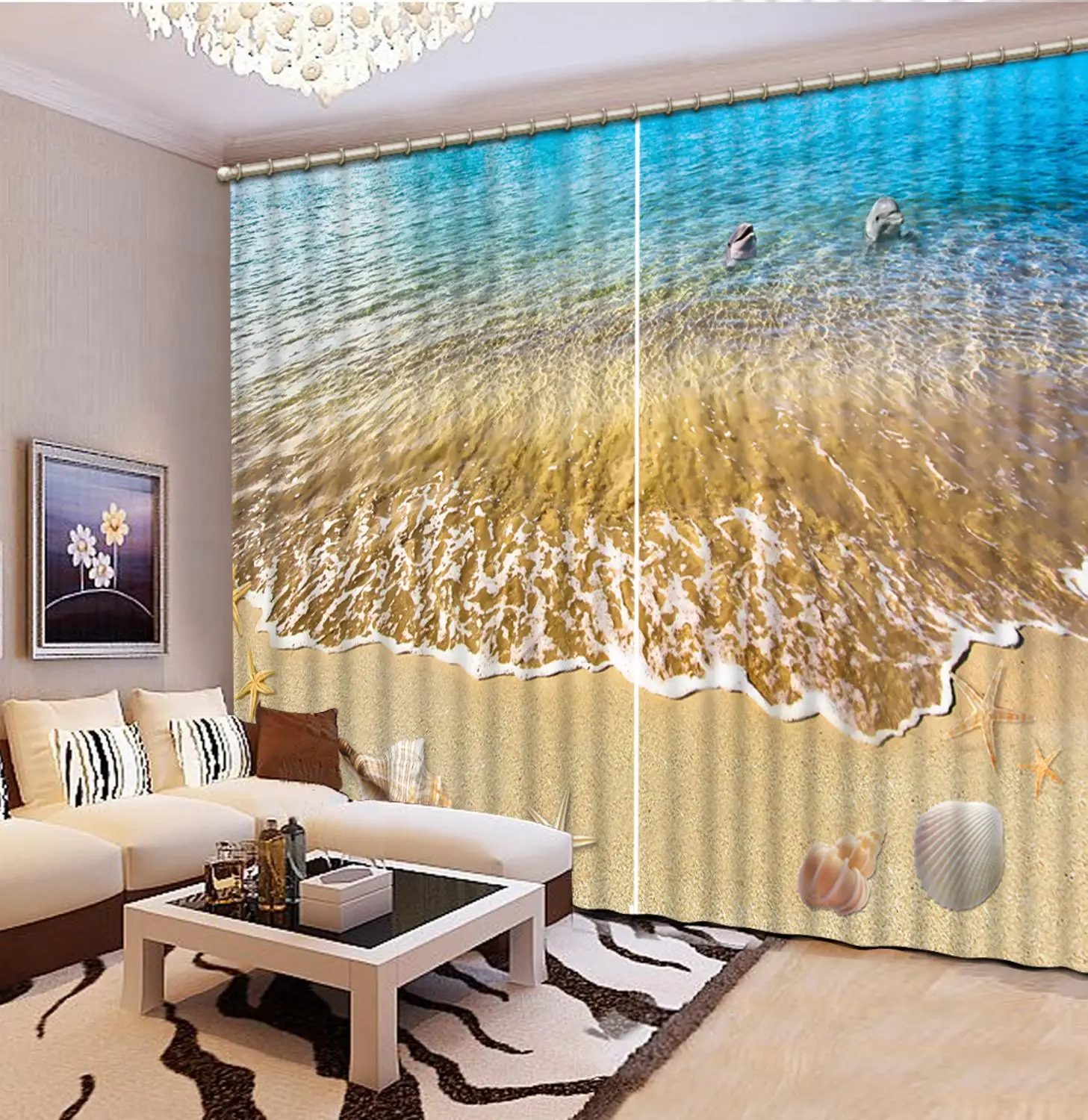 Индивидуальные 3D оконные шторы для гостиной волна пляж фото печать шторы окна шторы