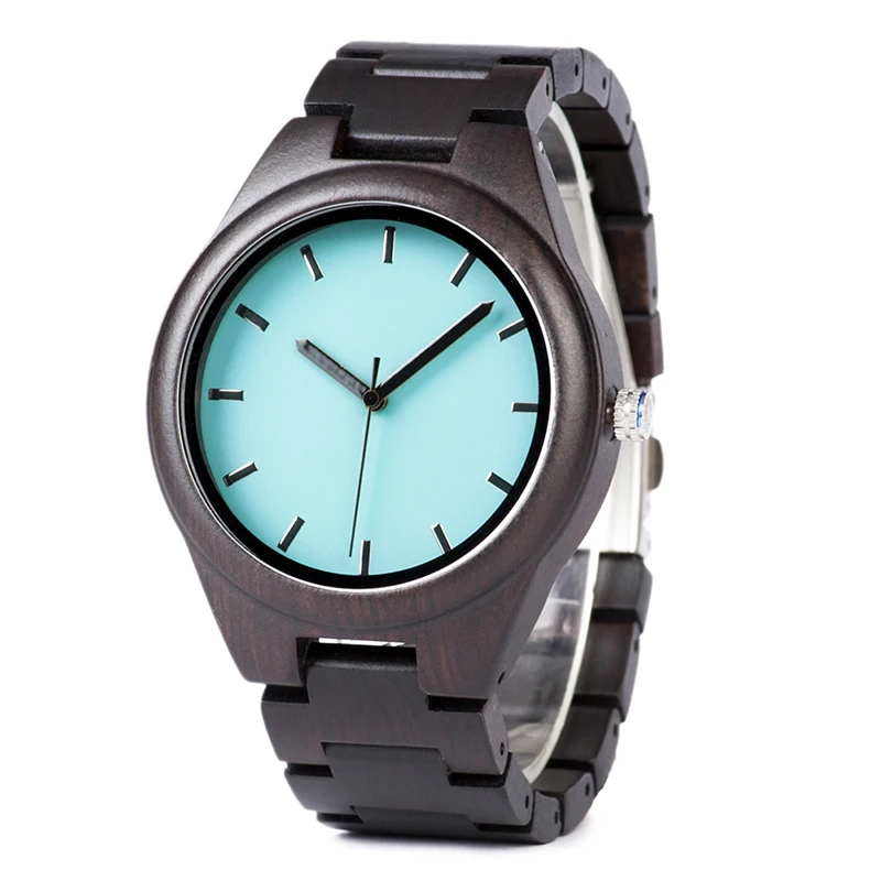 BOBO BIRD Men Watches Ebony Wooden Quartz Watch With Japan Movement Clock in wood Gift Box Can Customize Logo saat erkek