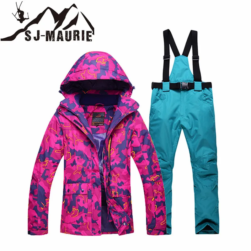 Женский зимний костюм, лыжная куртка+ брюки, лыжный комплект, водонепроницаемая ветровка, зимнее пальто, куртка, уличные спортивные костюмы для сноуборда