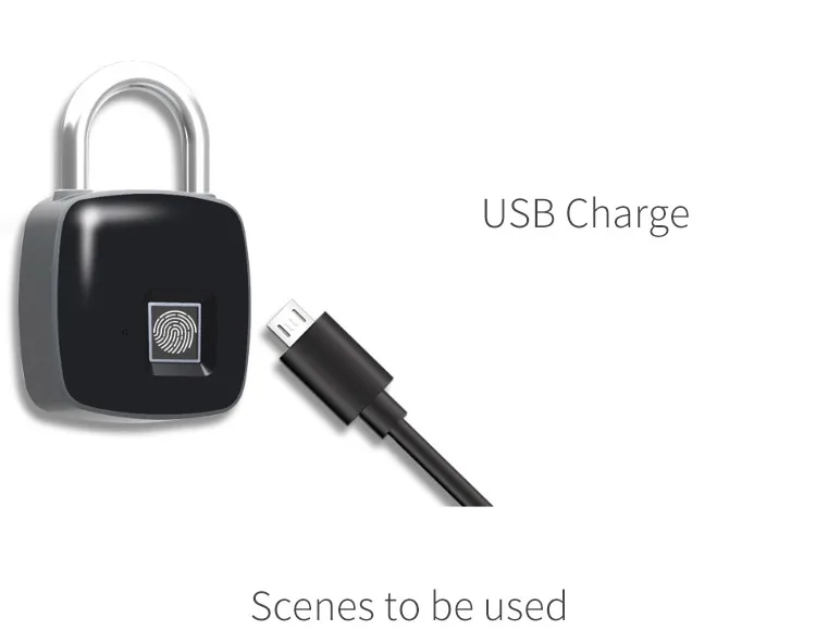 Smart Fingerprint Padlock Safe USB Charging Rechargeable Waterproof Home Factory Office Protable Door Lock (4)