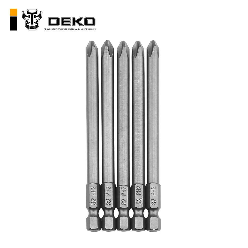 

DEKO SCRE06 5pcs Security Bit Hexagon Screwdriver Bit S2 Steel 1/4 Inch Hex Shank Screw Drivers Set 100mm Length