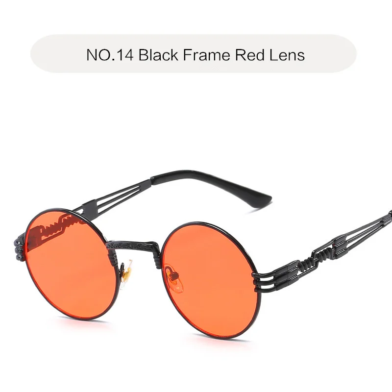 YOOSKE, стимпанк, солнцезащитные очки, для мужчин, металлическая обёртка, круглые очки, для женщин, фирменный дизайн, оттенки, стимпанк, очки, высокое качество, UV400 - Цвет линз: NO 14