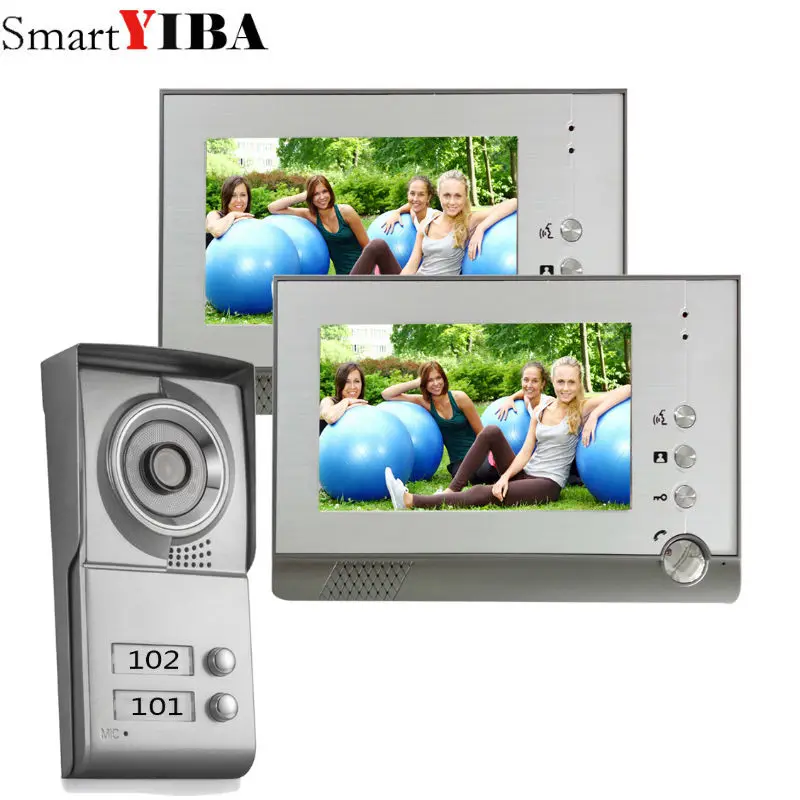 

SmartYIBA 7" Video Door Intercom Doorbell Phone Wired Visual Video Intercom Speakerphone System Home Audio Apartment intercom