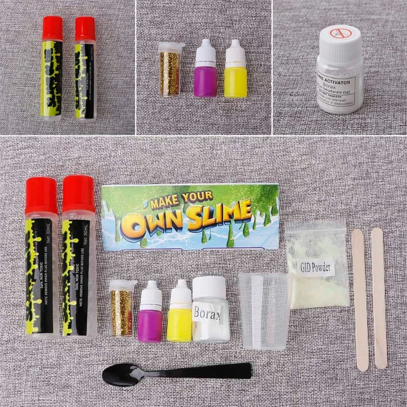 Slime Kit Сделай Сам научная лаборатория для детей светящиеся шары блестки инструкции мерный стакан