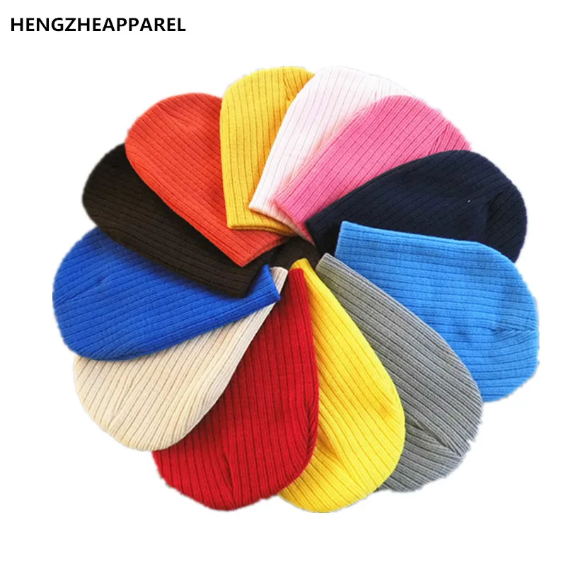 2017 solid color crochet knitted baby beanies 16*18cm infant toddlers kids headwear caps boys girls hats winter warm accessories