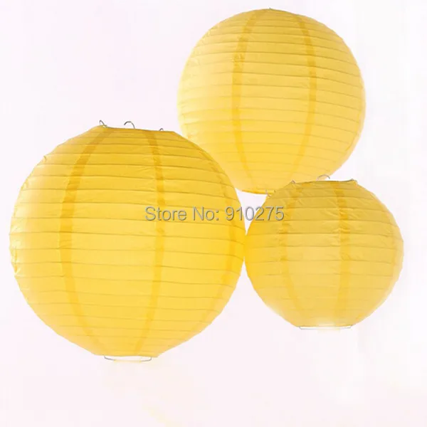 

12 pcs/lot Mixed 8" and 12" Yellow Chinese Paper Lanterns Wedding Party Decoration Festive Supplies