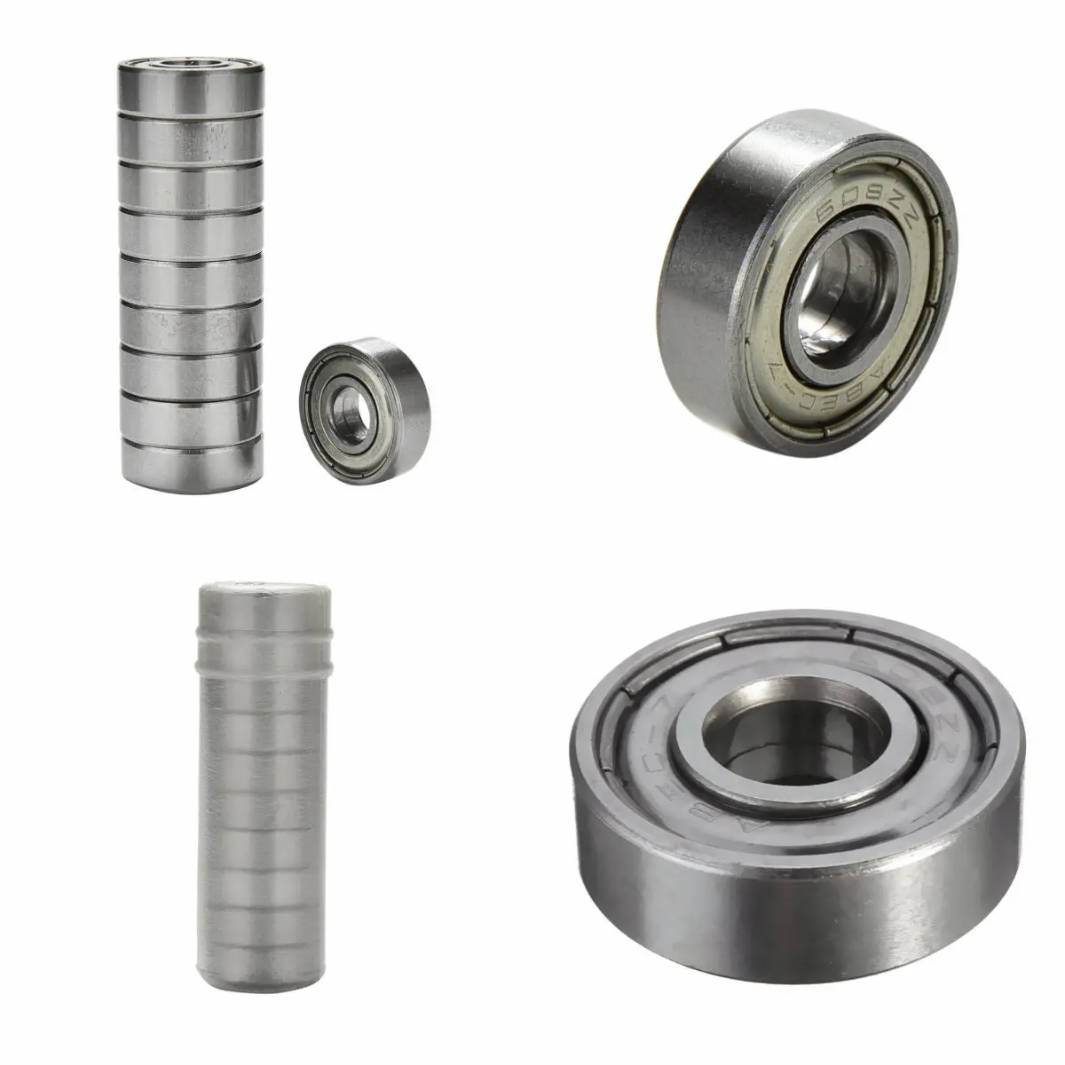 10Pcs Skateboard Bearings Stainless Steel Roller Scooter Ball Bearings Skate Wheels Silver For