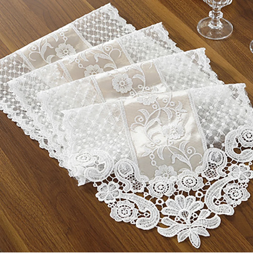 Wear Resistant Table Runner Hotel Tablecloth Dining Room Party Lace Floral Easy Clean Decorative Embroidery Home Romantic | Дом и сад
