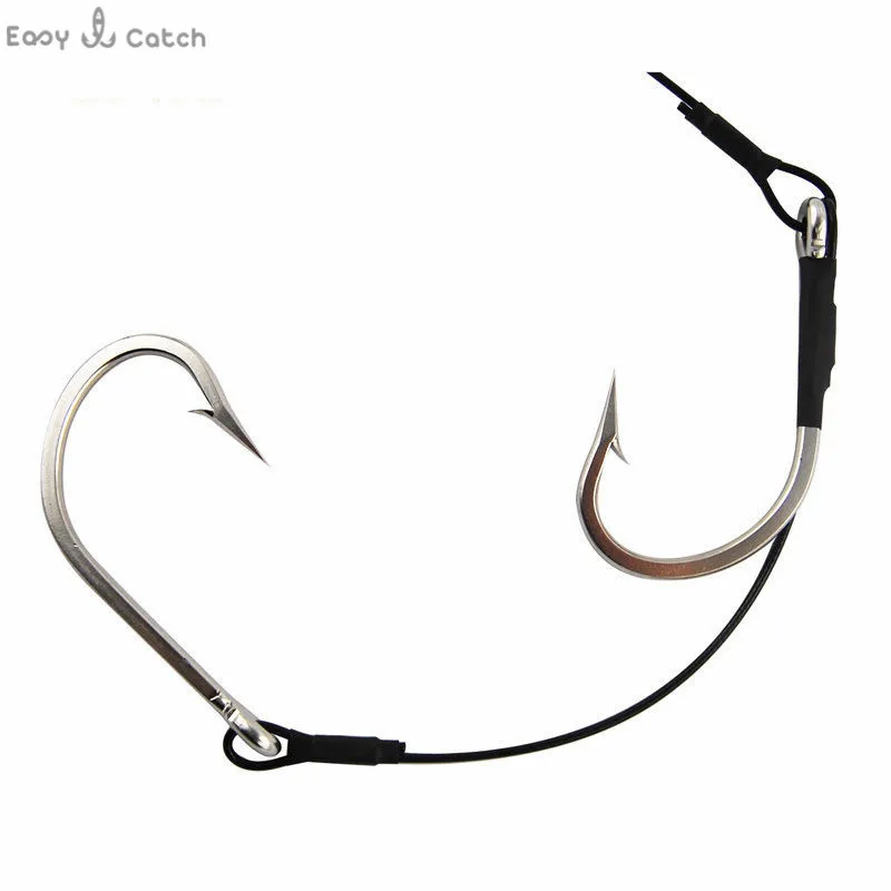 Stainless Steel Shark Fishing hooks Rigs 400LB Wire Leaders Shark Hook