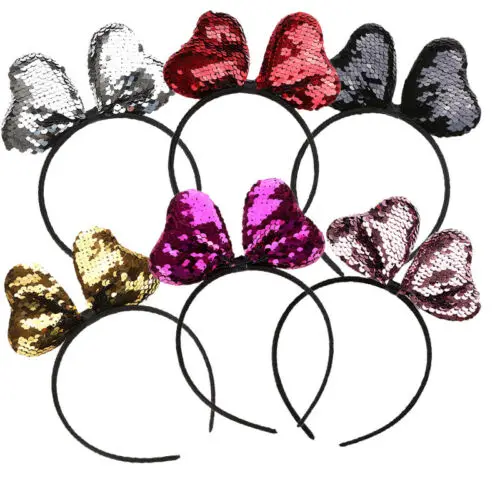 

6 Colors Styles 1Pcs Baby Girls Hair Accessories Sequins Glitter Fashion Cute Bow Knot Headband Hair band Costume Party Cosplay