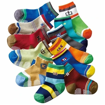 

bright color cotton anti-skid point glue boy socks digital alphabet children socks 12 pair /lot