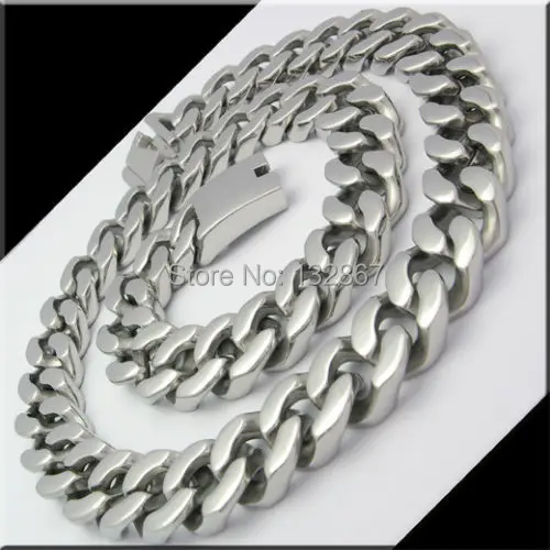 

For Men's Gifts Jewelry COOL POLISHED HEAVY CUBAN CURB CHAIN Stainless Steel Necklace 27.5" 20mm 470g