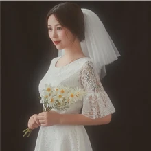 Фата до плеч для невесты, свадебная фата для женщин, белая и слоновая кость, Мягкая сетчатая недорогая простая короткая фата для невесты VE018