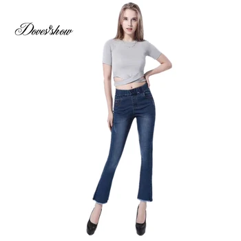 

Women High Waist Slim Stretch Flare Pants Plus Size Jeans Casual Ankle Length Pants Women's Clothing Vintage Denim Trousers