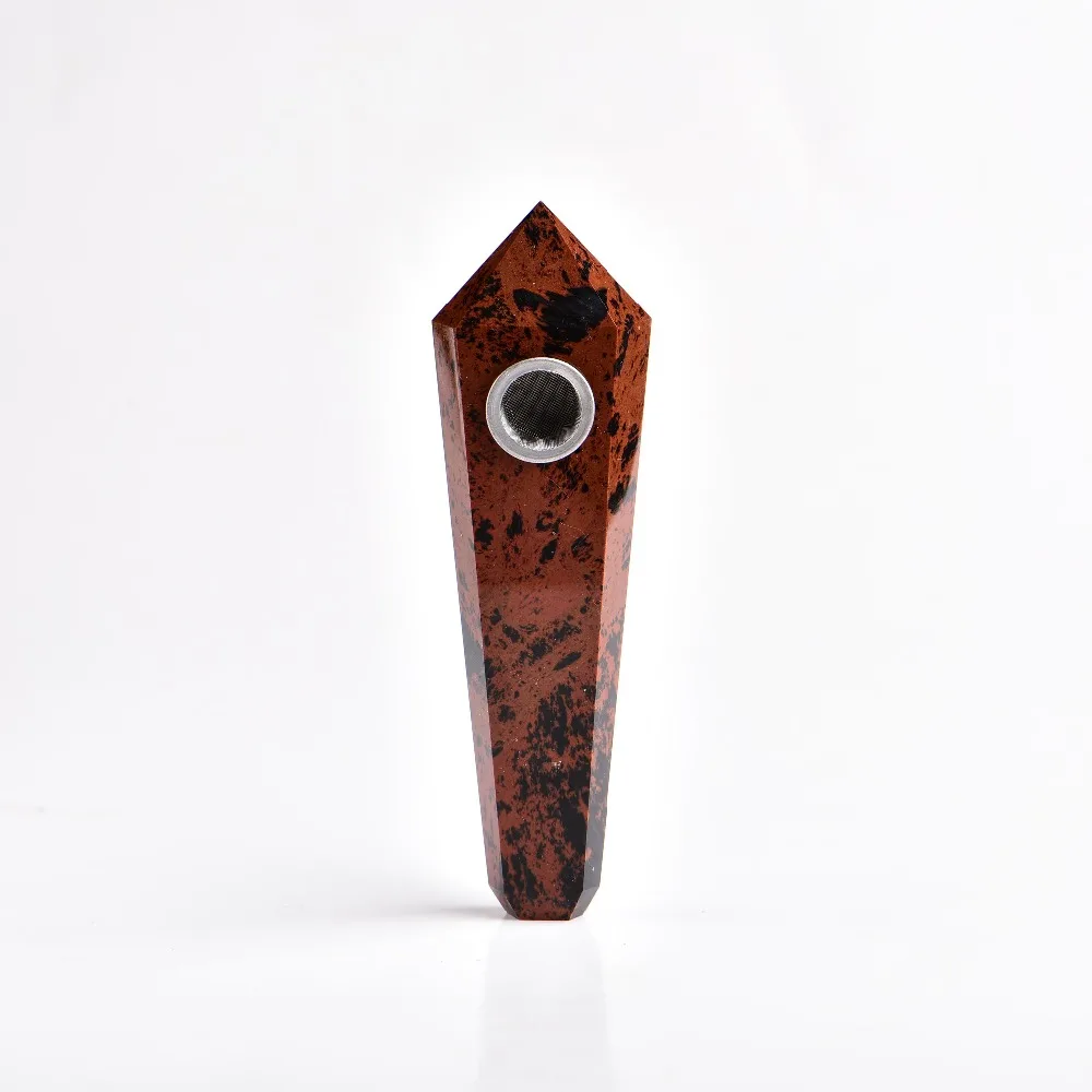 natural quartz crystal red obsidian smoking a pipe 2 screen as a gift