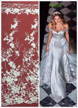 

Lace fabric,L-8268 Embroidered tulle lace fabric, antique bridal lace,