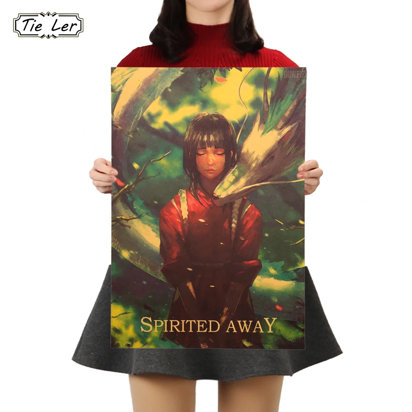 

TIE LER Miyazaki Anime Poster Spirited Away Kraft Paper Cafe Bar Retro Poster Decorative Painting Art Wall Stickers Home Decor