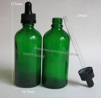 

360pcs/lot 100ml Green Glass Bottle,100cc Glass Save Dropper Bottle, 100cc Glass Essential Oil Bottle