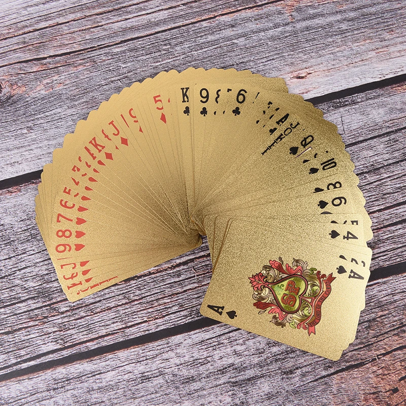 

New Arrive 1set Playing Cards Waterproof Gold Plated Porker Cards set For Board Games
