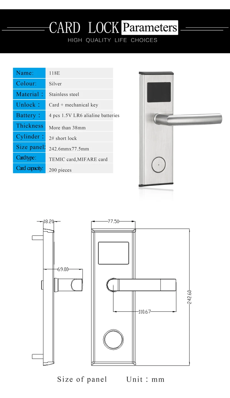 hotel keyless lock for door