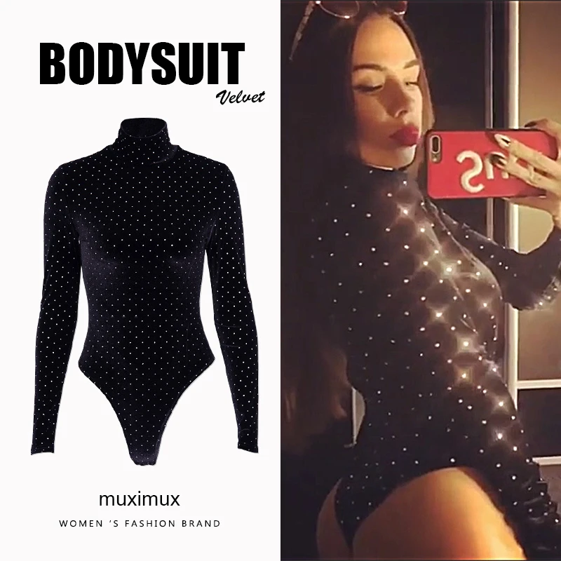 2018 Winter Women Sexy Bodysuit Autumn Fall Polka Dot Long Sleeve