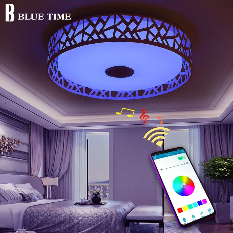 Современный светодиодный потолочный светильник с Bluetooth управлением изменение