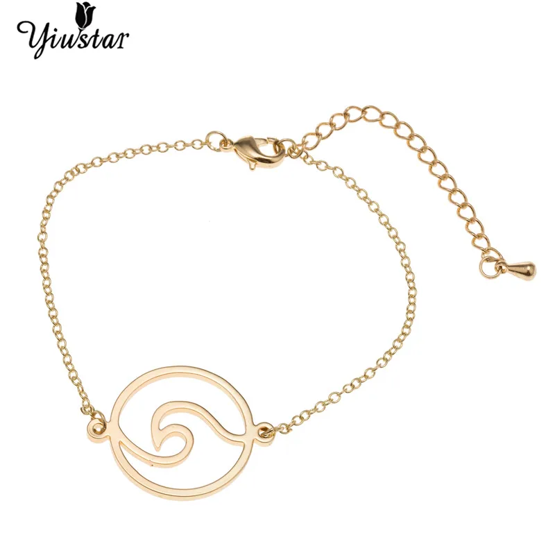 yiustar Gold World Map Stainless Steel Bracelets For Women Wave Bracelets Pendant Beach Jewelry Earth Map Christmas Gifts - Окраска металла: bracelet gold