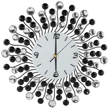 Роскошный дизайн большие металлические художественные настенные часы Стразы настенные часы для дома гостиной(без батареи