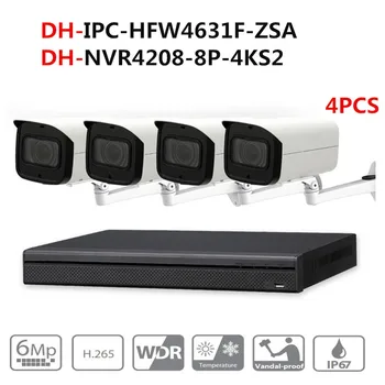 

Dahua CCTV Security System Kit 4Pcs 6MP POE Zoom IP Camera IPC-HFW4631F-ZSA & 8POE 4K NVR NVR4208-8P-4KS2 Video Surveillance