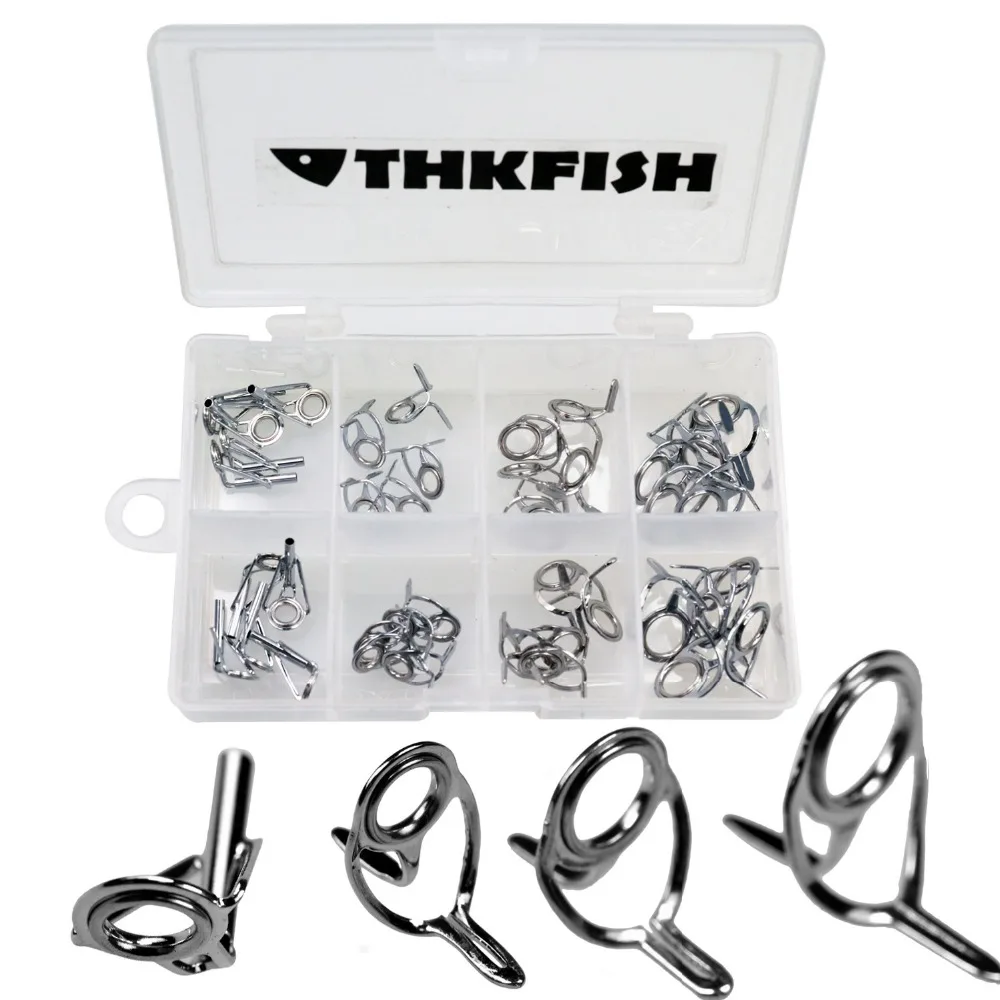

40Pcs/box #6-#12 Baitcasting Fishing Rod Guides Stainless Steel & Ceramic Ring Fishing Rod Guide Ring Tip Tops Repair Kit