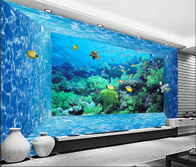 

Custom 3D Photo Wallpaper Mural 3D Stereoscopic Space Underwater World Living Room Bedroom TV Background Paper Wall Papers 3D