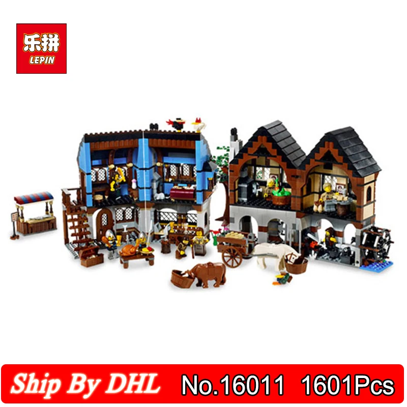 

Lepin 16011 Castle Medieval Market Village Building Blocks Set 1601Pcs Bricks Children Education Toy Compatible LegoINGs 10193