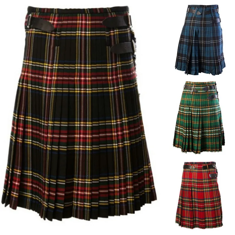 Oeak Мужская классическая клетчатая шотландская килт мужская стильная шотландская юбка Повседневная клетчатая юбка брюки Мужская Панк Хип-хоп стильная юбка