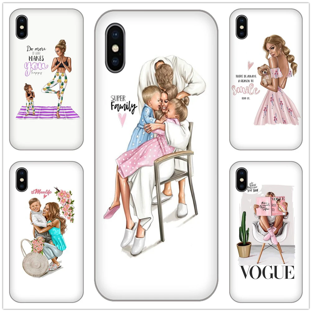 Молодой красивый мама папа Детский досуг Мягкий ТПУ чехол для iphone 4 4s 5 5s se 6 6s 8 plus 7