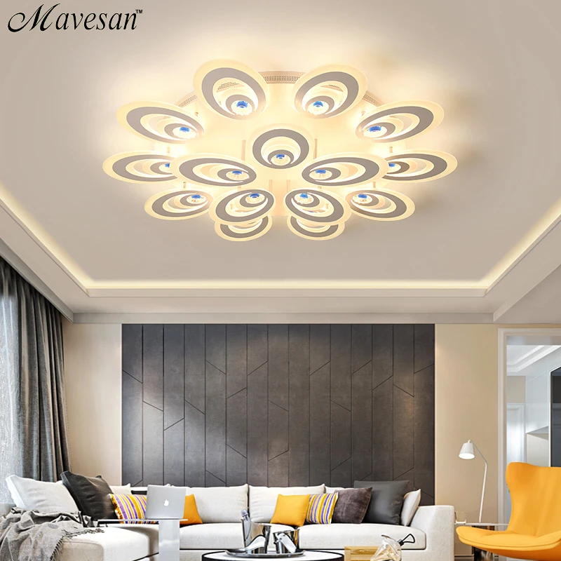 

Modern led acrylic ceiling light for living room home lighting Peacock tail lampara techo White frame plafones de techo led